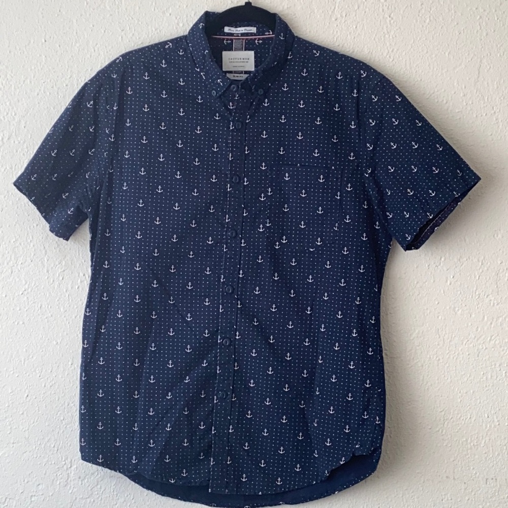 Cactus Man “Anchor Print” Button Up Shirt Sz Med